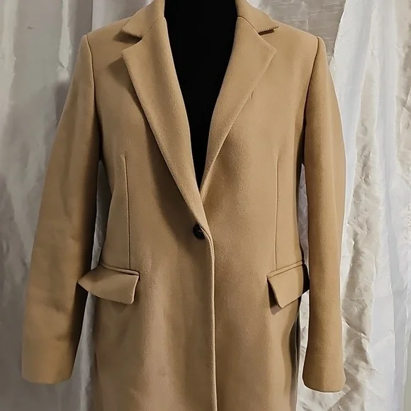 ZARA WOOL COAT MANTECO LIGHT TAN - Picture 2 of 12